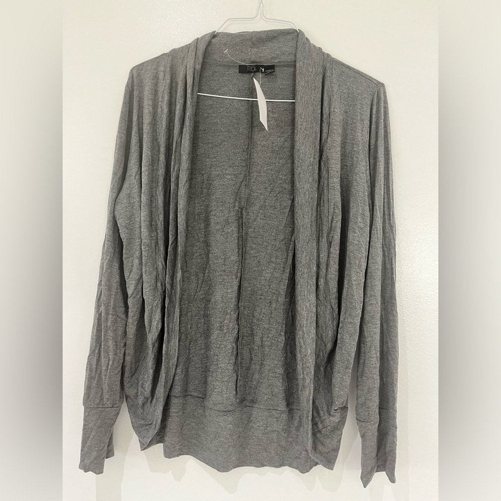 RDI Nordstrom Plus 2X Open Front Cardigan Sweater in Gray